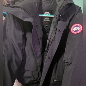 Canada Goose Chilliwack Black Bomber Down Jacket with Fur Trim